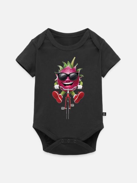 Drachenfrucht Radfahren auf dem Fahrrad Geschenk - Baby Premium Kurzarmbody - Schwarz