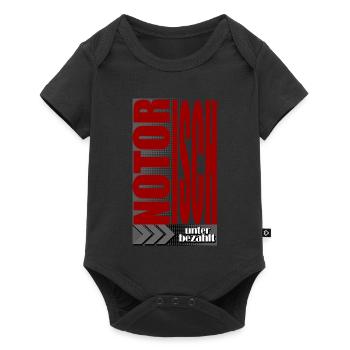 notorisch unterbezahlt Lohn Job Spruch - Baby Premium Kurzarmbody - Schwarz - Vorne
