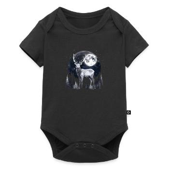 Deer Forest Moon Nature - Baby Premium short-sleeve bodysuit - black - Front
