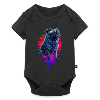 Retro Pug Dog Sunset - Baby Premium short-sleeve bodysuit - black - Front