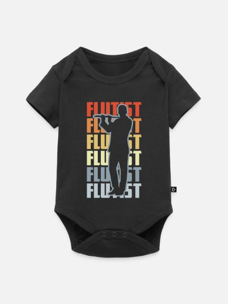Retro Flötist - Baby Premium Kurzarmbody - Schwarz