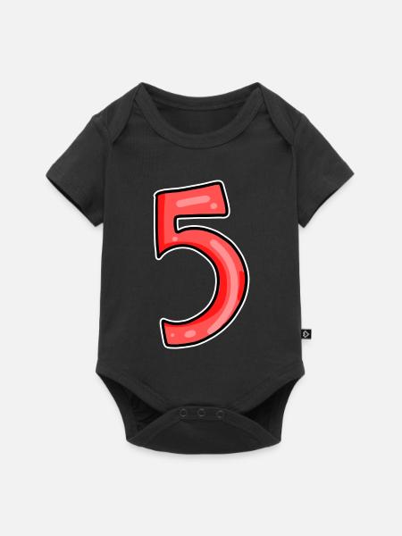 5 rot - Baby Premium Kurzarmbody - Schwarz