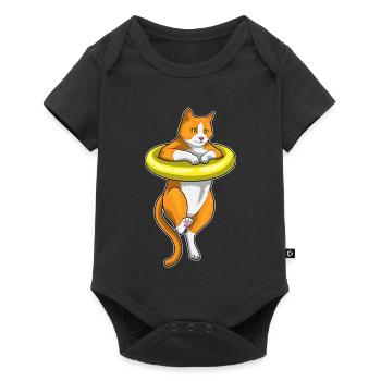 Cat Swimming Swimming Ring Summer - Baby Premium short-sleeve bodysuit - black - Front