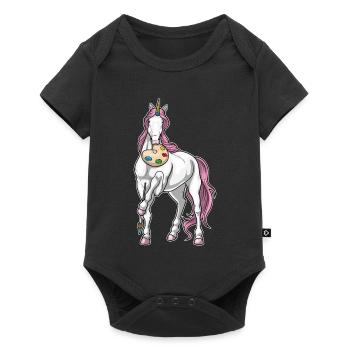 Peintre licorne peinture au pinceau - Body à manches courtes Premium Bébé - noir - Devant