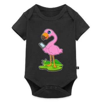 Flamingo Smartphone - Baby Premium short-sleeve bodysuit - black - Front