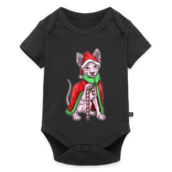 Sphynx Cat Canne de Noël - Body à manches courtes Premium Bébé - noir - Devant