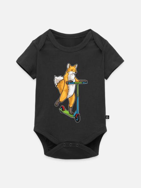 Fuchs Tretroller - Baby Premium Kurzarmbody - Schwarz