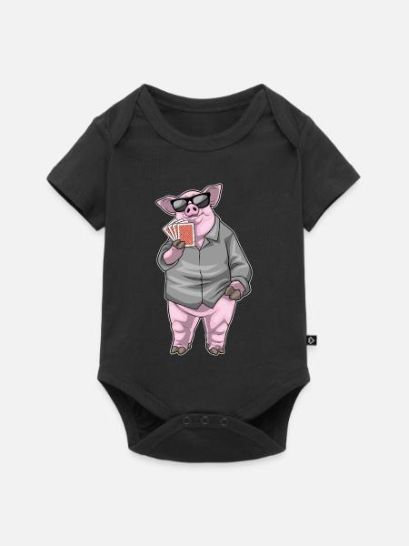 Schwein Poker Pokerkarten - Baby Premium Kurzarmbody - Schwarz