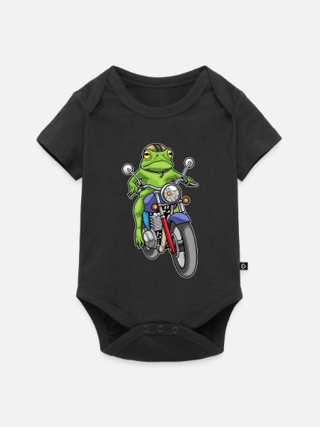 Frosch Motorrad - Baby Premium Kurzarmbody - Schwarz