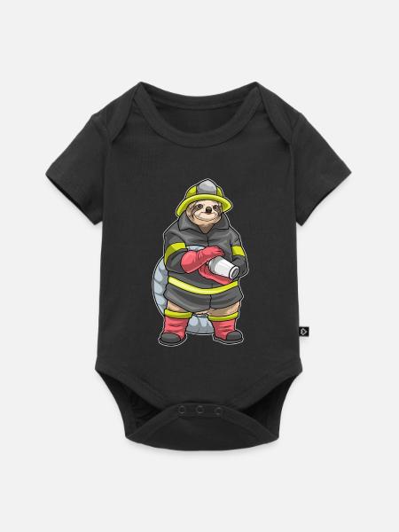 Faultier Feuerwehrmann Feuerwehrschlauch Feuerwehr - Baby Premium Kurzarmbody - Schwarz