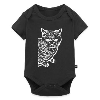 Cat White Silhouette Gift Cat Lover - Baby Premium short-sleeve bodysuit - black - Front