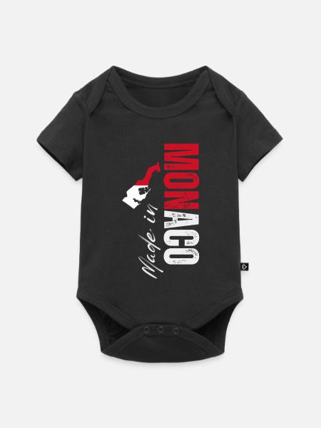 Hergestellt in Monaco, vertikales Design - Baby Premium Kurzarmbody - Schwarz