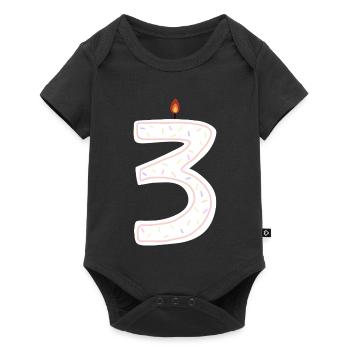 Festive Birthday Candle Number 3 Design - Baby Premium short-sleeve bodysuit - black - Front
