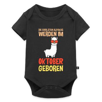 October Birthday Alpaca Saying Funny - Baby Premium short-sleeve bodysuit - black - Front