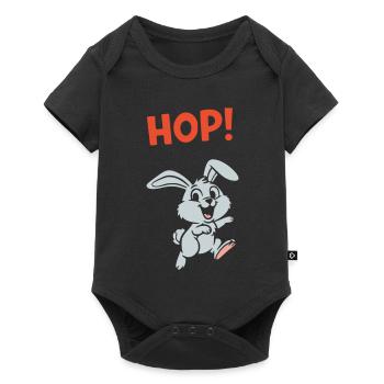 HOP ! Vecteur d’action comique Bunny Jumping - Body à manches courtes Premium Bébé - noir - Devant