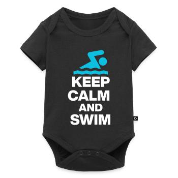 RESTE CALME ET NAGE, PLONGE-TOI ! CADEAU DE LA NATATION - Body à manches courtes Premium Bébé - noir - Devant