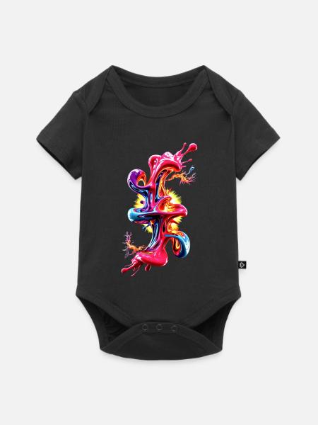 Abstraktes Liquid Art Fluid  - Baby Premium Kurzarmbody - Schwarz