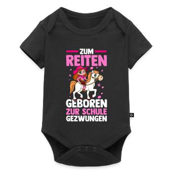 Reiten Pferdeliebhaber Reiterhof Pferde - Baby Premium Kurzarmbody - Schwarz - Vorne