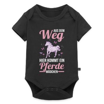 Reiten Pferdeliebhaber Reiterhof Pferde - Baby Premium Kurzarmbody - Schwarz - Vorne