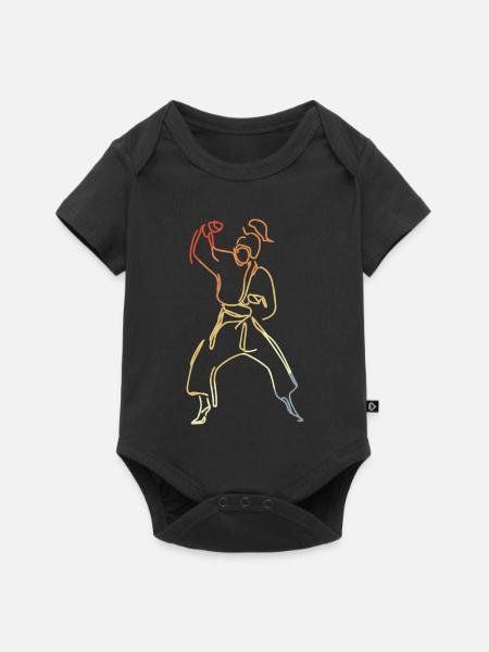 Weibliche Karateka Zeichnung - Baby Premium Kurzarmbody - Schwarz