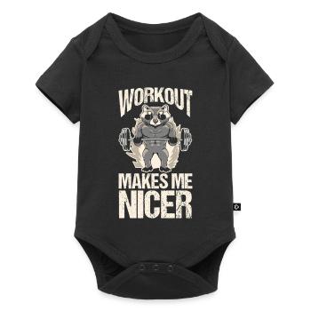 Trash Panda GYM Workout Raccoon - Baby Premium short-sleeve bodysuit - black - Front