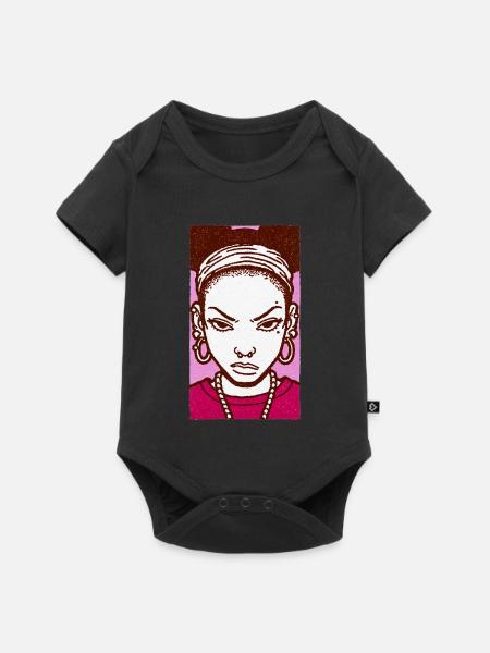 Black female portrait #2 - Baby Premium Kurzarmbody - Schwarz