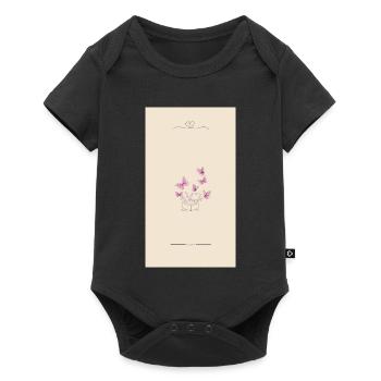 Bouquet de fleurs aquarelles roses - Body à manches courtes Premium Bébé - noir - Devant