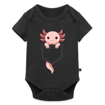 Cute Axolotl Peeking Out of Pocket - Baby Premium short-sleeve bodysuit - black - Front