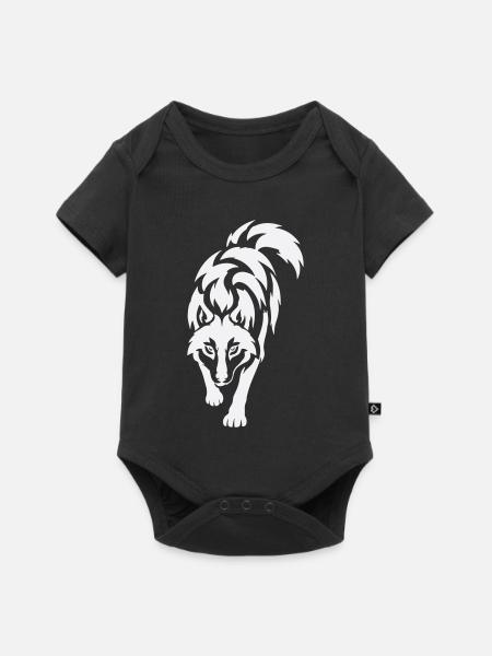 Wolfs Silhouette im Kontrast - Baby Premium Kurzarmbody - Schwarz