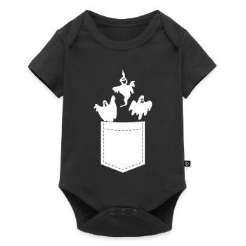 Poche drôle d’Halloween - Fantôme drôle d’Halloween - Body à manches courtes Premium Bébé - noir - Devant