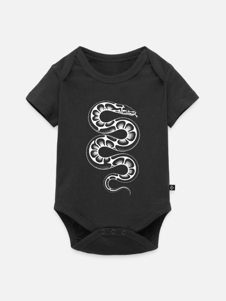 Schlangenrand Schwarz-Weiß - Baby Premium Kurzarmbody - Schwarz