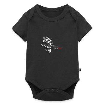 Loup - CITATION "Stronger than fear" - Body à manches courtes Premium Bébé - noir - Devant