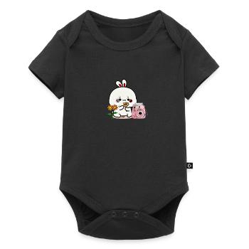 Hase für Kinder | Geschenk - Baby Premium Kurzarmbody - Schwarz - Vorne