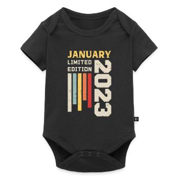 Januar 2023 - Januar 2023 Geburtstagsgeschenk - Baby Premium Kurzarmbody - Schwarz - Vorne