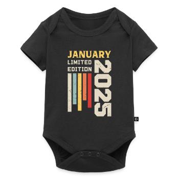 Januar 2025 - Geburtstagsgeschenk Januar 2025 - Baby Premium Kurzarmbody - Schwarz - Vorne