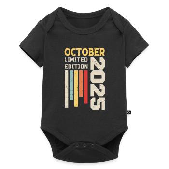 Oktober 2025 - Oktober 2025 Geburtstagsgeschenk - Baby Premium Kurzarmbody - Schwarz - Vorne