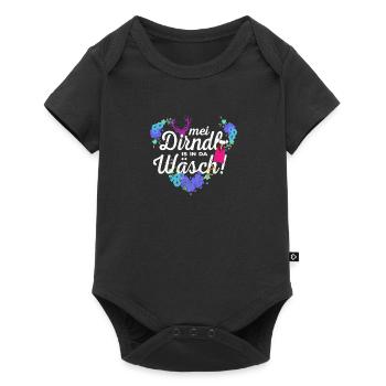 Mei Dirndl is in da Wäsch Dirndlersatz - Baby Premium Kurzarmbody - Schwarz - Vorne