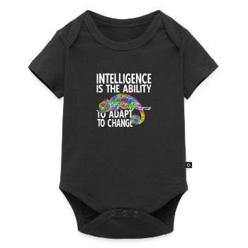 Funny Colorful Chameleon with Intelligence Saying - Baby Premium short-sleeve bodysuit - black - Front