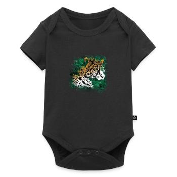 Leopard Rainforest Plants Nature Vegetation - Baby Premium short-sleeve bodysuit - black - Front