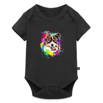 Australian Shepherd Art Dog Motif Dog Owner - Baby Premium short-sleeve bodysuit - black - Front