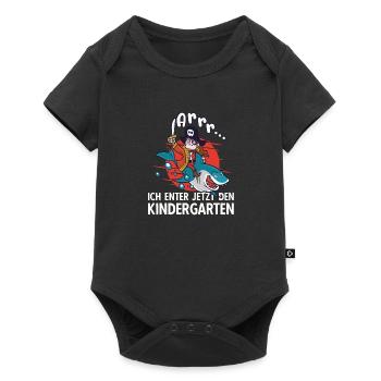 Kinder Schulkind Kindergarten Pirat Kapitän - Baby Premium Kurzarmbody - Schwarz - Vorne