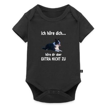 Border Collie Hund - Border Collie - Baby Premium Kurzarmbody - Schwarz - Vorne