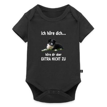 Border Collie Hund - Border Collie - Baby Premium Kurzarmbody - Schwarz - Vorne