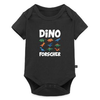 Dino Forscher Dinos Saurier Dinosaurier - Baby Premium Kurzarmbody - Schwarz - Vorne
