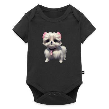 Malteser Hund - Malteser - Baby Premium Kurzarmbody - Schwarz - Vorne