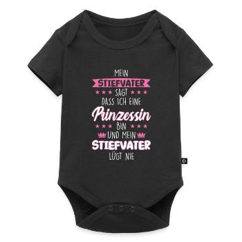 Stieftochter Stiefpapa Stiefvater Geschenk - Baby Premium Kurzarmbody - Schwarz - Vorne