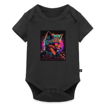 Retro Futuristic Synthwave Fox - Baby Premium short-sleeve bodysuit - black - Front