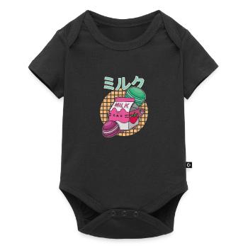 Strawberries Milkshake Japan Macaroon Saying - Baby Premium short-sleeve bodysuit - black - Front