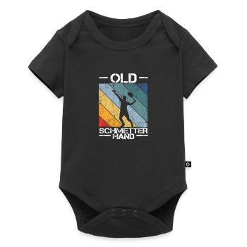 Old Schmetterhand Tennis Lustiger Spruch Sport - Baby Premium Kurzarmbody - Schwarz - Vorne