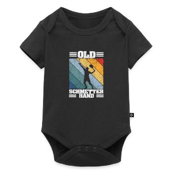Old Schmetterhand Tennis Lustiger Spruch Sport - Baby Premium Kurzarmbody - Schwarz - Vorne